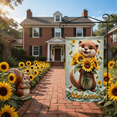 thumbnail image 5 of 30x45Cute Otter Design Welcome Garden Flag Vibrant Sunflower Pattern Outdoor Yard Flag Golden Text Accent Cartoon Garden Welcome Banner for Front Yard Decor Backyard Gathering Porch Decoration, 5 of 9