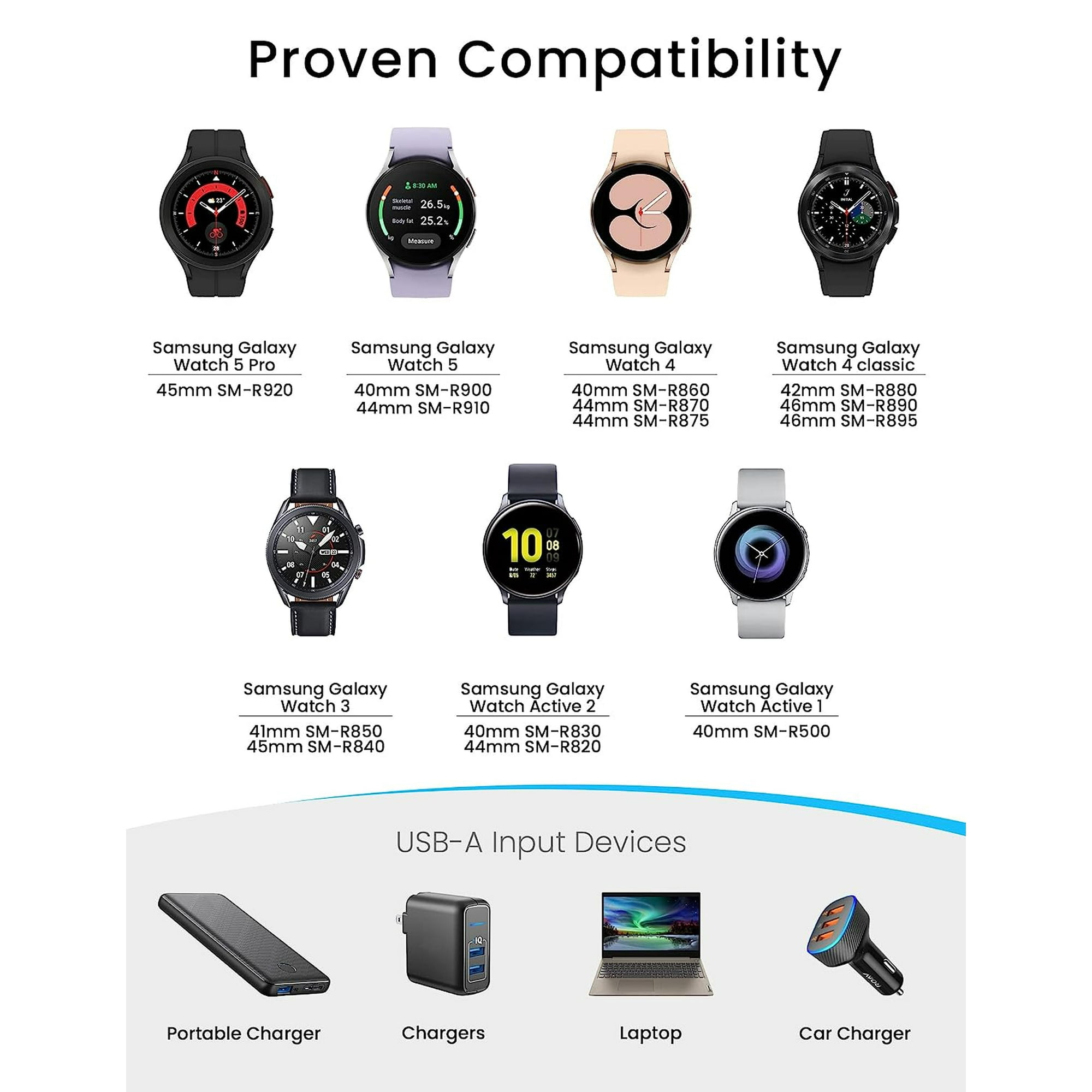 S Charger for Samsung Galaxy Watch 5/5 Pro/4/4 Classic/3/Active