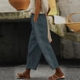 thumbnail image 2 of Women's Pants Fashion Casual Pants For Women High Waist Drawstring Capri With Pockets Wide Leg Cropped For, 2 of 6