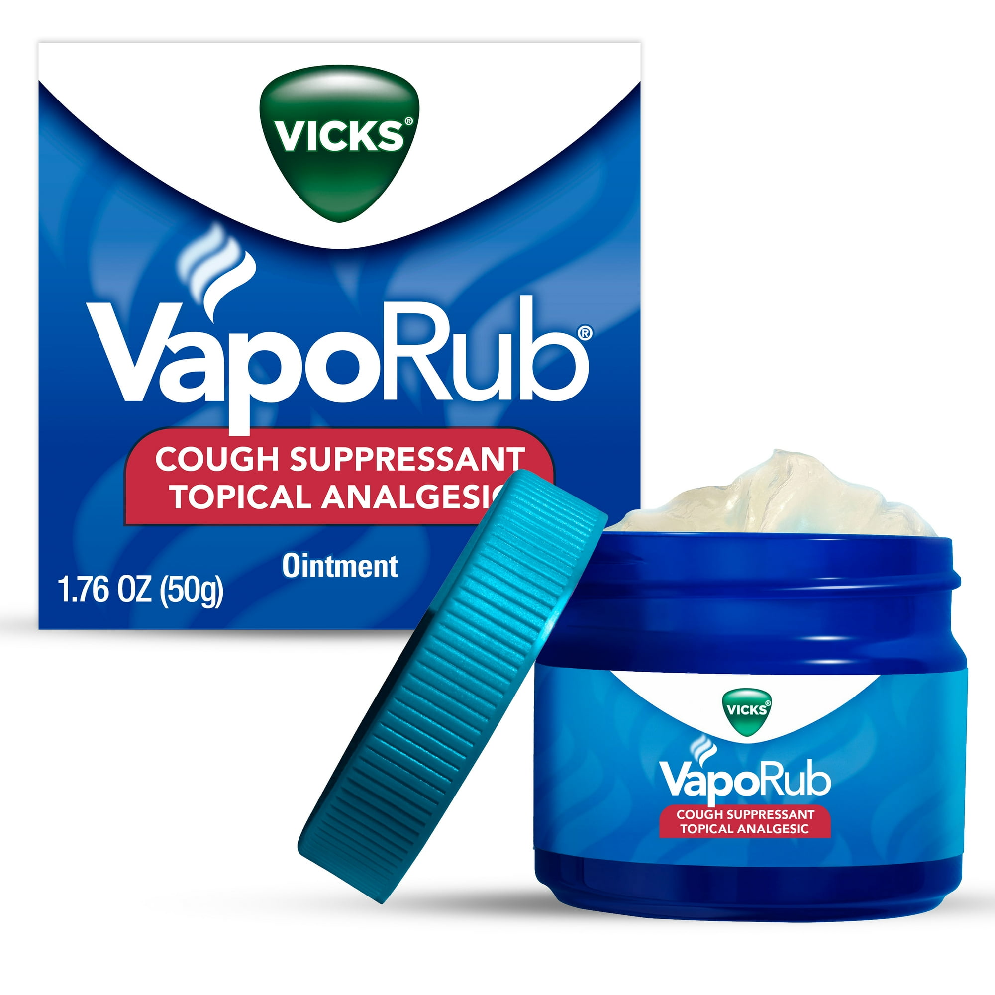 Vicks Vapo Rub Topical Chest Rub and Analgesic Ointment, Cough Medicine for Cough Relief, 1.76 Oz