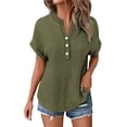 thumbnail image 6 of Tshirts Shirts for Women Fashion Breathable Batwing Sleeve Pocket Patched Casual Work Double Layer Wrinkled Fabric Womens Summer Tops Green XXL, 6 of 9
