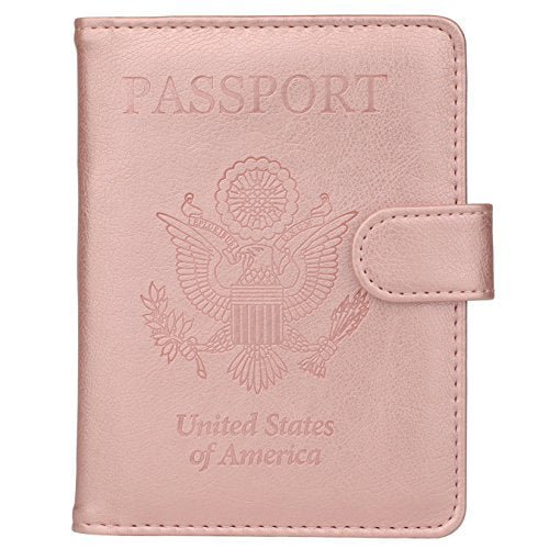 Passport Holder Cover Case RFID Blocking Leather Travel Wallet with Magnet Closure