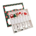 thumbnail image 2 of Juego de 6 cucharas y tenedores navideños de acero inoxidable para decoración de mesa. verde 6E, 2 of 9