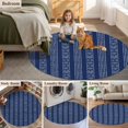 thumbnail image 6 of Round Area Rug 3ft,Abstract Geometric Striped Washable Carpet Non-Slip Runner Accent Rugs Indoor Floor Mat for Bedroom Living Room Decor,Navy Blue, 6 of 9