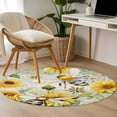 thumbnail image 5 of 4Ft Round Rug, Sunflower Bee Non-Skid Rubber Backing Large Area Rugs - Living Room Bedroom Home Office, Vintage Summer Botanical Farmhouse Indoor Floor Mat Carpets Washable Rug, 5 of 9