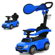 Costway 3 in 1 Ride on Push Car Mercedes Benz Toddler Stroller Sliding Car Blue