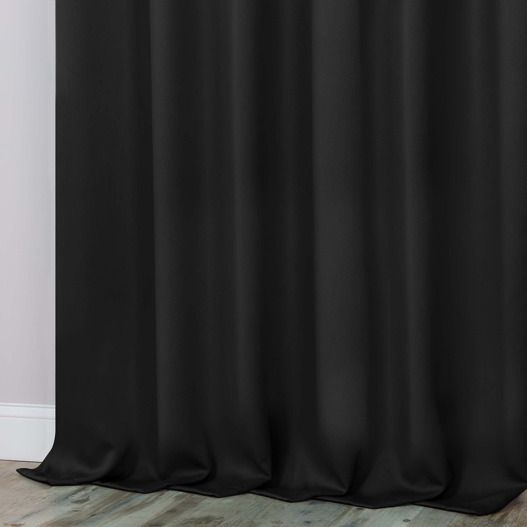 Superior Blackout Solid Light Filtering Rod pocket Curtain Panel Set, 36" x 84", Black