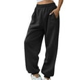 thumbnail image 2 of Sweatpants for Women Casual Solid Color Large Size Running Fitness Sports Pants Trousers with Three Pockets, 2 of 5