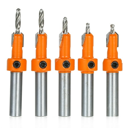 

moobody 5pcs Countersink Drill Bit Woodworking Screws Chamfering Wood Hole Drills Bit with Hex Key