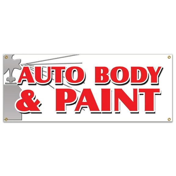 SignMission B-Auto Body & Paint 18 x 48 in. Auto Body & Paint Banner Sign