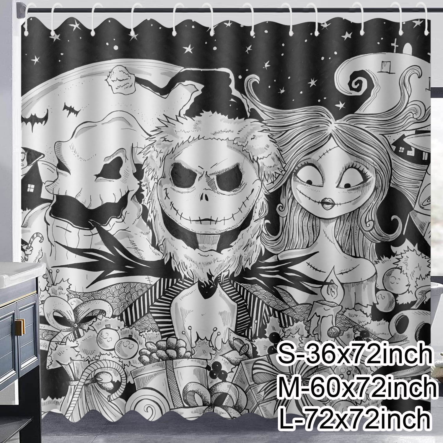The Nightmare Before Christmas Shower Curtain Winter Fashion Bathroom