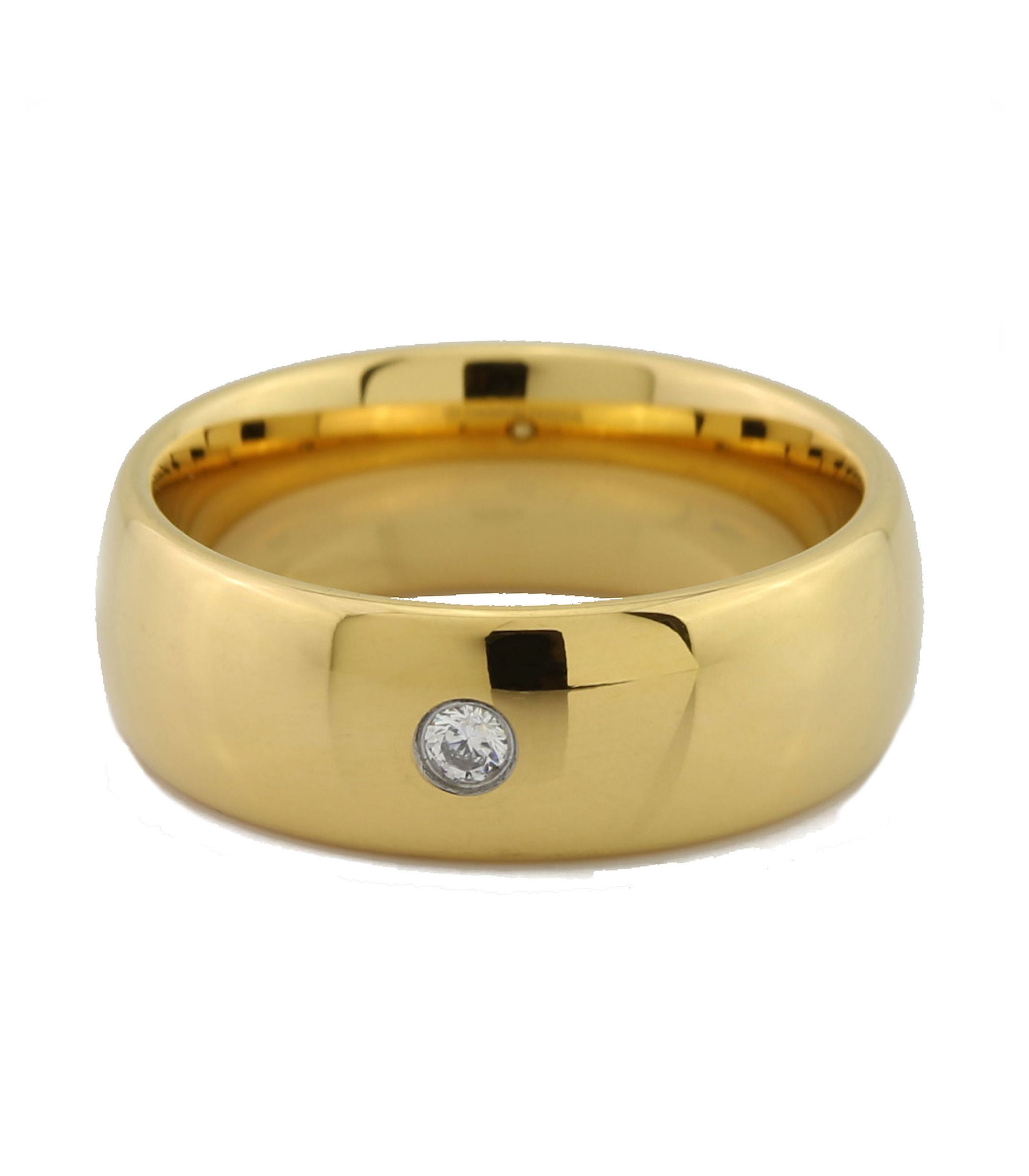 6MM Gold Plated Tungsten Carbide Wedding Band - Half Dome Classic Ring, Size 5, Comfort Fit
