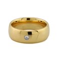 thumbnail image 2 of Gold Plated 8mm Tungsten Carbide Wedding Band Classic Half Dome Single CZ, 2 of 6