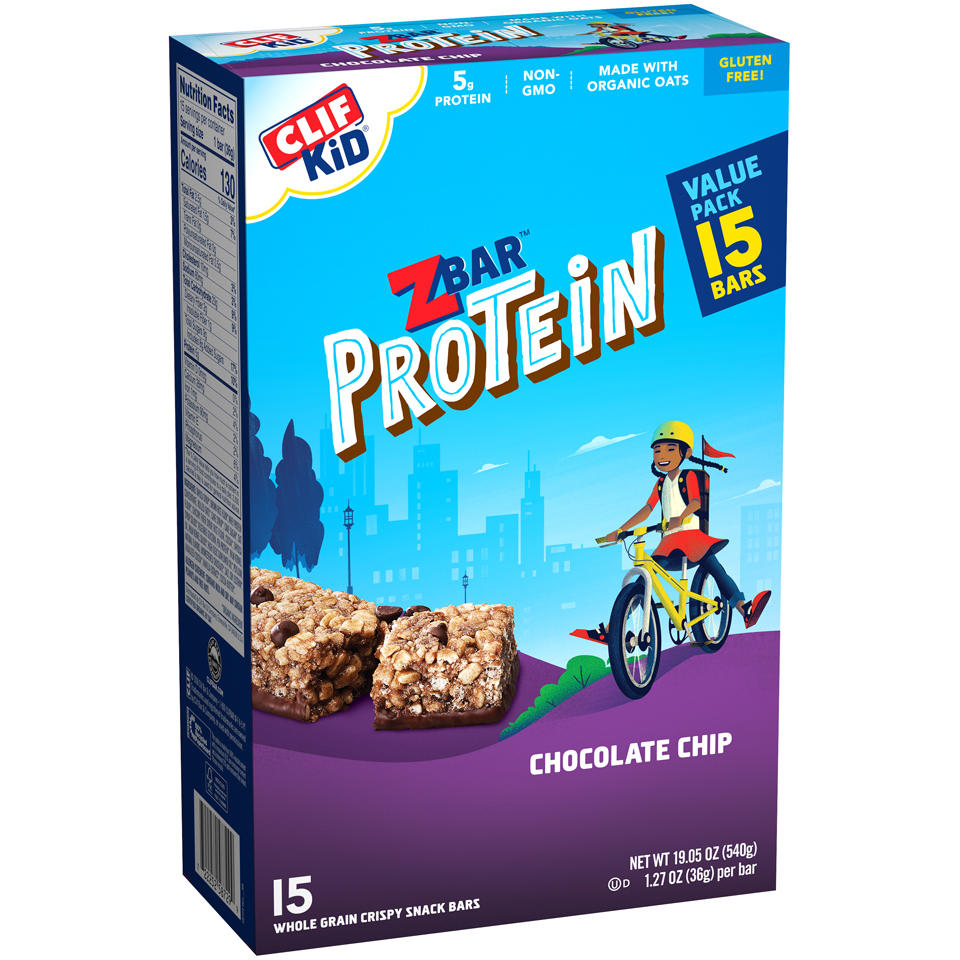 Clif Bar ZBar Protein, Chocolate Chip, 15 Energy Bars, 1.27 Oz each