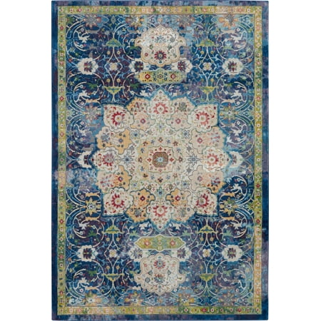 Antique Oushak Rug - Nourison Global Vintage Oushak Bordered Blue Area Rug