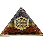 7 Chakra Crystal Orgone Pyramid, Organite Pyramid Flower of Life Lotus