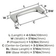 thumbnail image 6 of Amerock Merced 3-3/4 inch (96mm) Center-to-Center Polished Chrome Cabinet Pull, 6 of 7