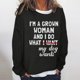 thumbnail image 2 of Sudadera de gran tamaño con estampado de letras y texto divertido para mujer, cuello redondo, manga larga, suelta, blusa individual Fridja  hkj1444, 2 of 3