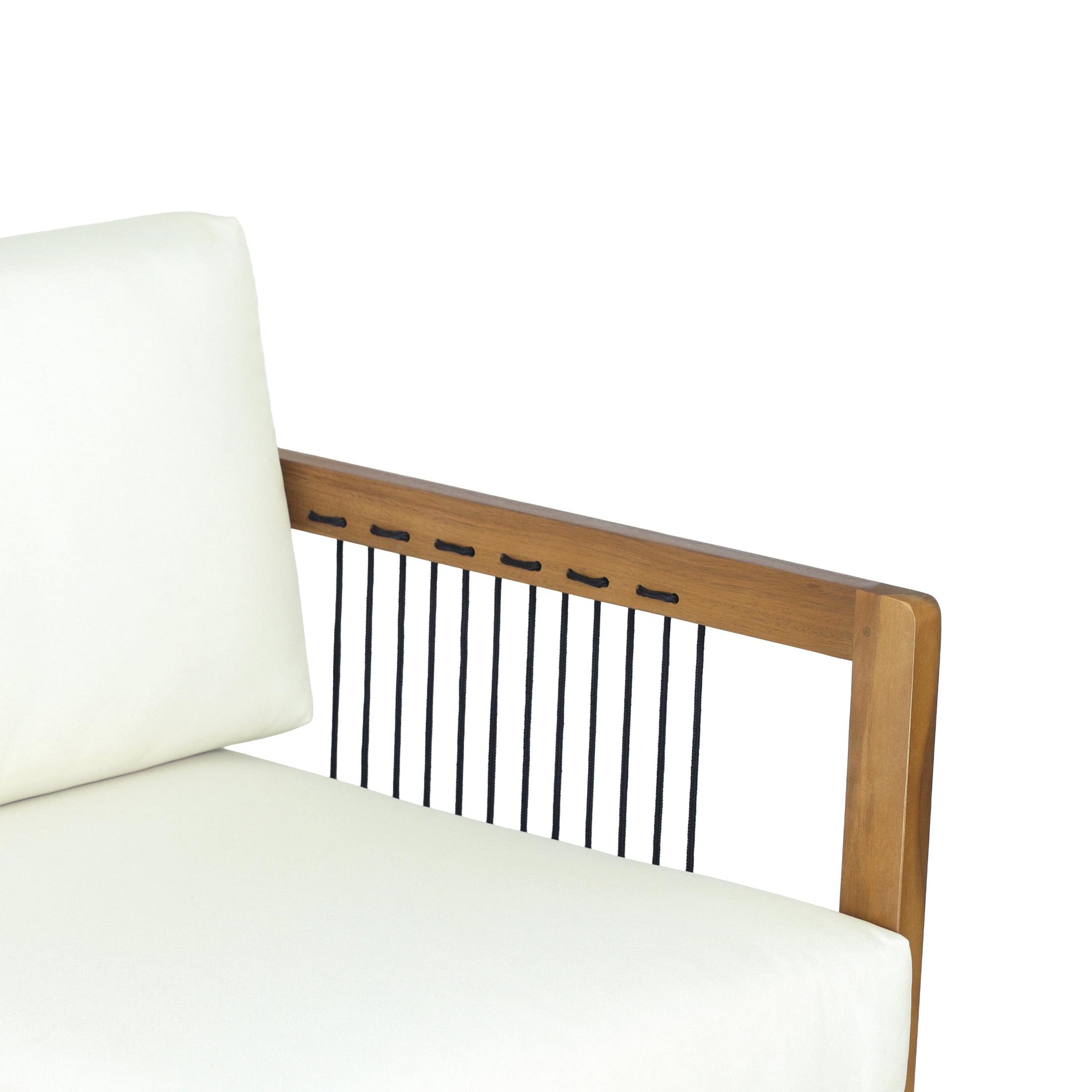 Christopher Knight Home Outdoor Acacia Wood Loveseat with Handwoven Rope and Cushions, Teak+Beige