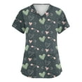 thumbnail image 2 of Scrubs for Women Comfortable Lightweight Durable Soft Stretch Flower Printed V-Neck Short Sleeve Medical Scrub Top Gray L, 2 of 5