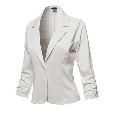 FashionOutfit Women's Casual Solid One Button Classic Blazer Jacket - Made in