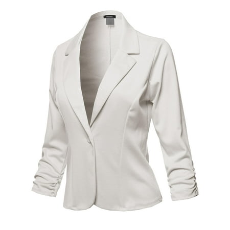 Buttoned Blazer - FashionOutfit Women's Casual Solid One Button Classic Blazer Jacket - Made in USA