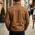 thumbnail image 5 of Rexolia Men’s Jacket Slim Fit Washed Fabric Multi Pocket Workwear Stand Collar Zip Coffee M, 5 of 5