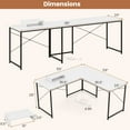 thumbnail image 3 of Gymax Bureau d'Ordinateur en L Réversible de 95 Pieds' pour 2 Personnes, Longue Table, Support d'Écran, Blanc, 3 of 10