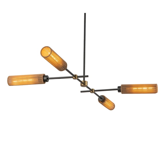 Alora Lighting Lp491452 Colby 4 Light 52" Wide Linear Chandelier - Matte Black / Tan Jute