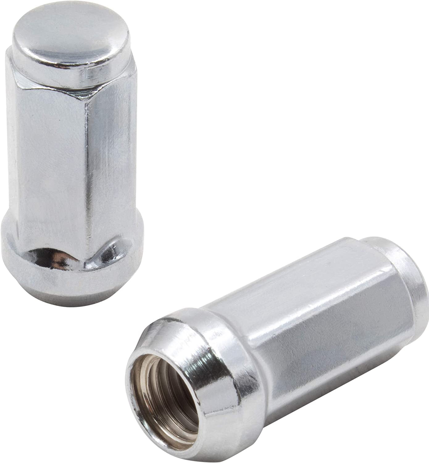 Wheel Accessories Parts Set of 32 Chrome 14x1.5 Lug Nuts Closed End Acorn Truck Lug Nuts Kit Cone Seat 19mm (3/4") Hex, 1.75" Long Wheel Lug Nut - Fits Chevy Silverado, Suburban, Ford F250 F350