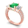 thumbnail image 2 of 3.61 ct Emerald Cut Simulated Emerald Three-Stone Engagement Ring for Women in 18K Rose Gold, 2 of 5