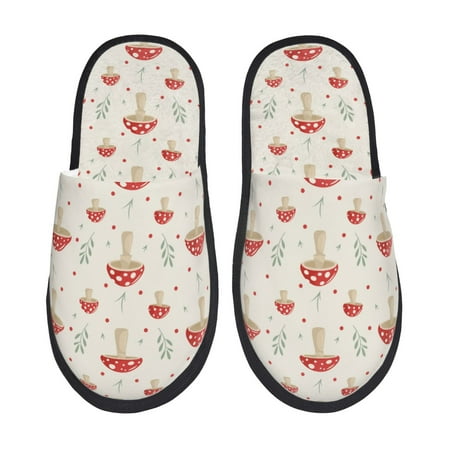 Balery Mushroom Slient Indoor Furry Fleece Comfort House Shoes Soft Non-Slip Home Shoes Cotton slippers House Slippers-- Medium