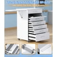 thumbnail image 3 of Esheno Solid Wood Rolling Storage Cart 6 Drawer Mobile Cabinet with Folding Workbench Stainless Steel Handles Lockable Casters for School Office Home, 3 of 8