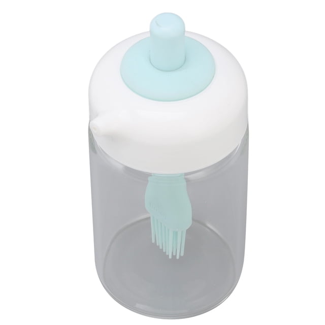 Botella De Aceite Y Cepillo De Silicona, Práctico 2 En 1 Dispensador De Botella De Aceite De Vidrio Fácil De Limpiar Para Salsa Barbacoa Cergrey 230ml Azul
