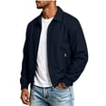 thumbnail image 5 of XUNKUSGA Men's Lightweight Jackets Classic Solid Color Collared Zip Up Jackets for Men Casual Long Sleeve Ribbed Cuff windbreaker jacket Golf Windproof Coat with Zipper Pockets Navy XL, 5 of 9