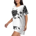 thumbnail image 2 of "Wukai Family Of Sea Turtles Women's Pajama Set - Short-Sleeve Top and Shorts with Elastic Waistband and Pockets for Loungewear, Yoga, and Casual Wear-Large, 2 of 8