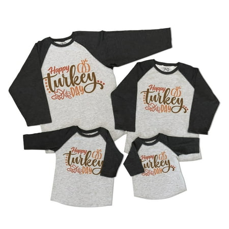 

7 ate 9 Apparel Matching Family Happy Thanksgiving Shirts - Happy Turkey Day Tee - Grey Shirt 5T