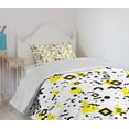 thumbnail image 4 of Ambesonne Black and Yellow Quilted Bedspread Set 2 Pcs, 80s Memphis, Twin Size, Black Yellow White, 4 of 6