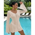 thumbnail image 2 of Drvitor Swimsuit Cover Up for Women Summer Vacation V-Neck Long Sleeve Beach Cover Up Sexy Swim Cover Ups with Tied Backless, 2 of 8