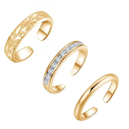 DESIGNICE 3 Pcs Adjustable Toe Rings Set,Minimalist Fashion Rings for Women,Assorted Styles with Gift Box - Gold