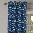 thumbnail image 2 of Ambesonne Fishes Grommet Curtain, Aquarium Silhouettes, 50" x 72", Navy Blue Seafoam, 2 of 6