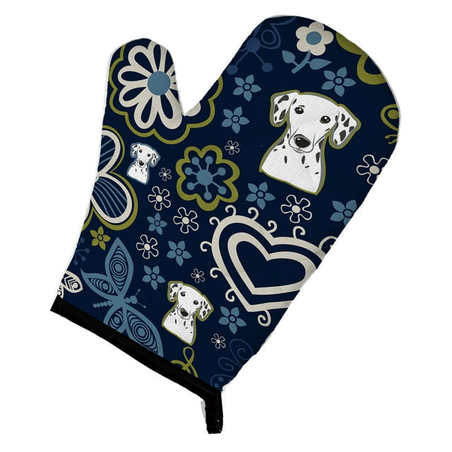 Carolines Treasures BB5061OVMT Bleu Fleurs Dalmatienne Four Mitaines
