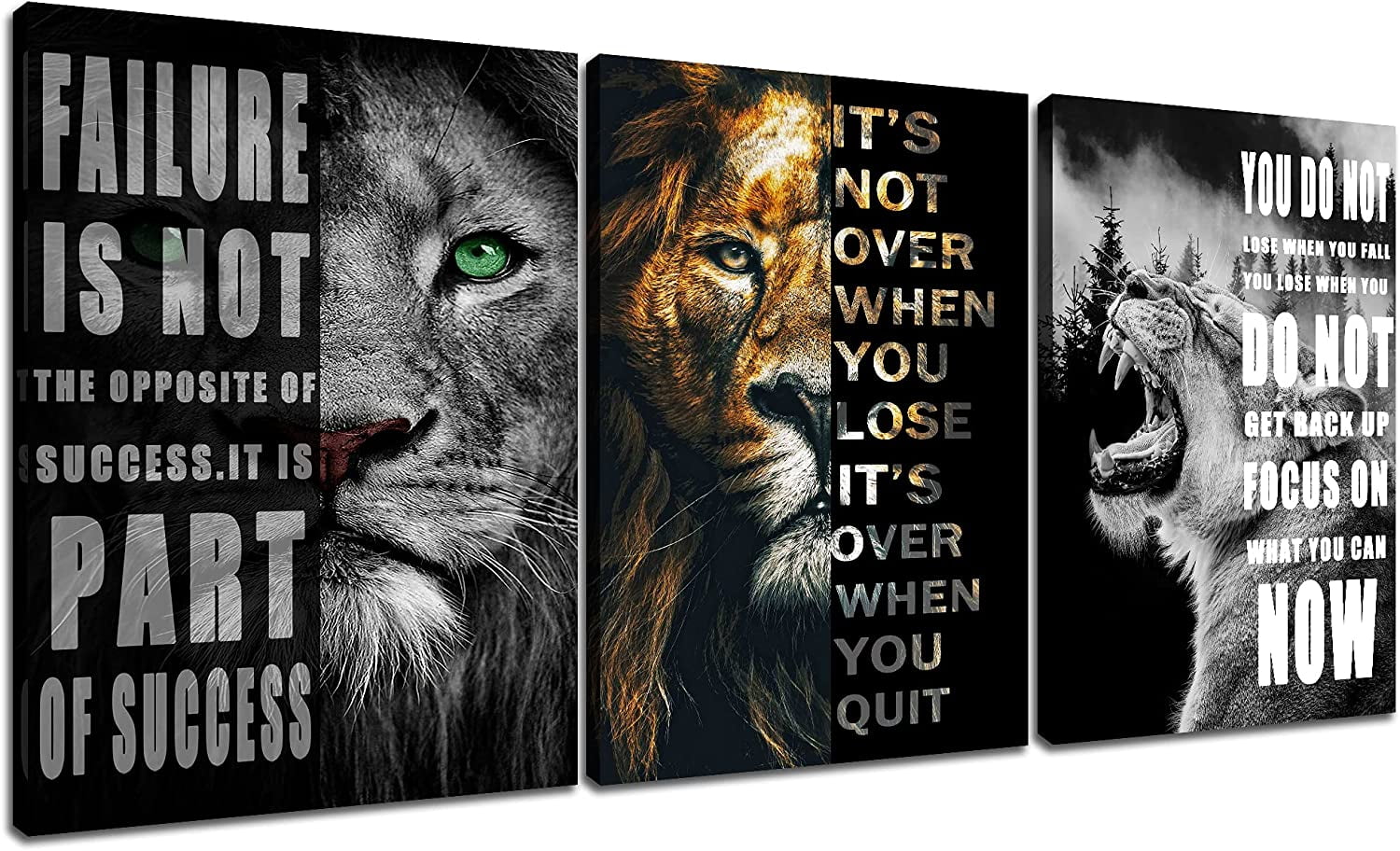 Lion Motivational Canvas Office Print Wall Art Animal Inspirational