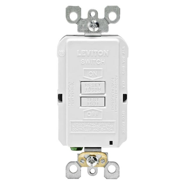 Enchufe GFCI Leviton R98-GFRBF de 0 kW, 20 A, 125 V, color blanco