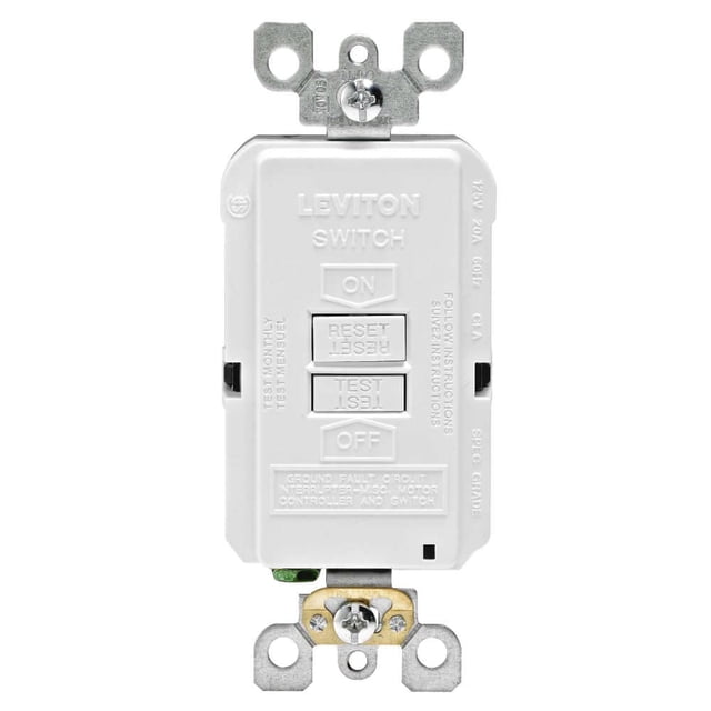 Enchufe GFCI Leviton R98-GFRBF de 0 kW, 20 A, 125 V, color blanco