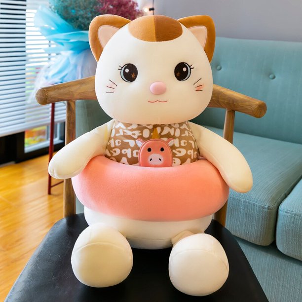 2022 New Cute Dudu Cat Plush Toys / Swimming Circle Cat Dolls / Children's Birthday Gifts / Family Decorationspink26cm Deng Xun unisex