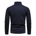 thumbnail image 3 of Men's Sweaters Ribbed Slim Fit Knitted Pullover Autumn Winter Turtleneck Solid Color Sweater Men Navy M, 3 of 4
