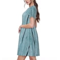 thumbnail image 2 of Balery Turquoise Wooden1 Vestidos sueltos de manga corta para mujer, vestidos de verano 2025, vestidos casuales de corte A con vuelo., 2 of 6