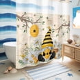 thumbnail image 5 of No Hook Shower Curtain, Yellow Gnomes Shower Curtains for Bathroom with See Through Top Window, Spring Floral Bees Daisy Branches Watercolor Waterproof & Washable Bath Curtain Long 72"x78", 5 of 9