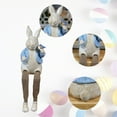 thumbnail image 4 of Easter-Decorations Blue Bunny-Decor Spring-Figurines Table-Centerpiece, 8.85"x2.59" Spring Decorations Resin Rabbits with Flower and Bird Tabletop Ornaments for Home Farmhouse, 4 of 7